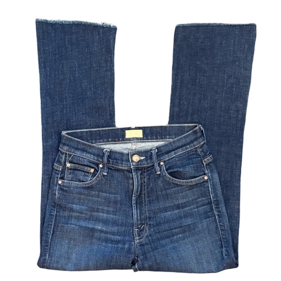 MOTHER The Insider Crop Step Fray in Clean Sweep Medium Blue Wash Size 26 - Picture 6 of 14